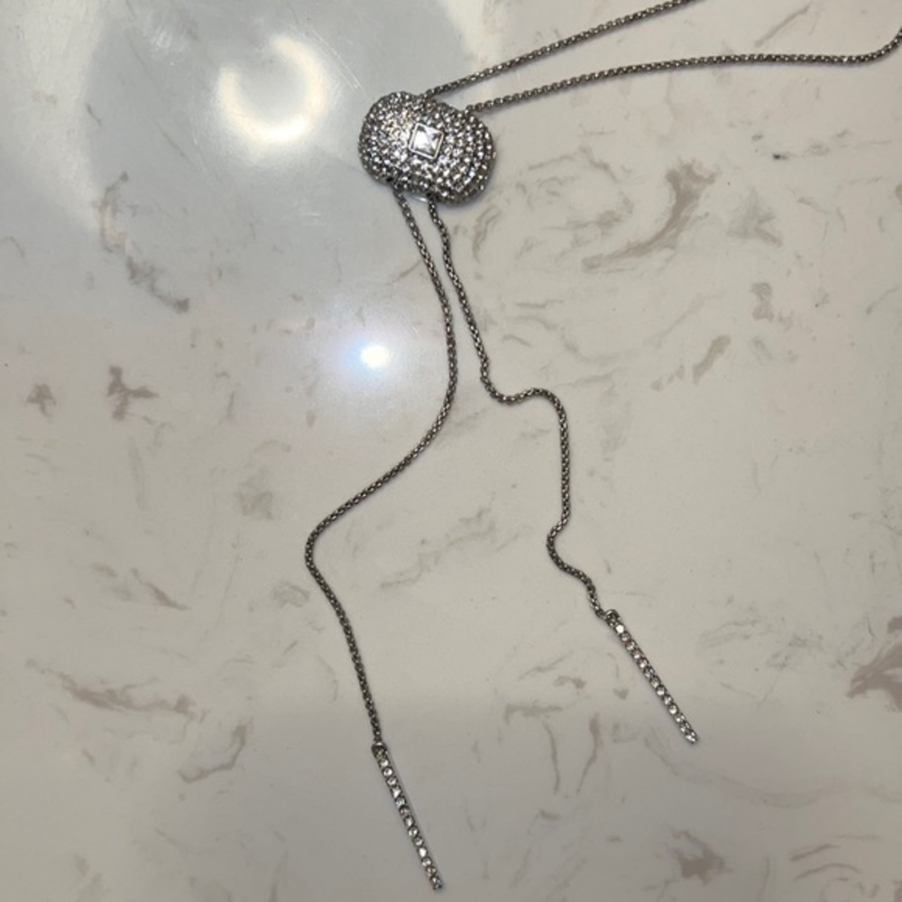 Slider Style Lariat Rhinestone Necklace